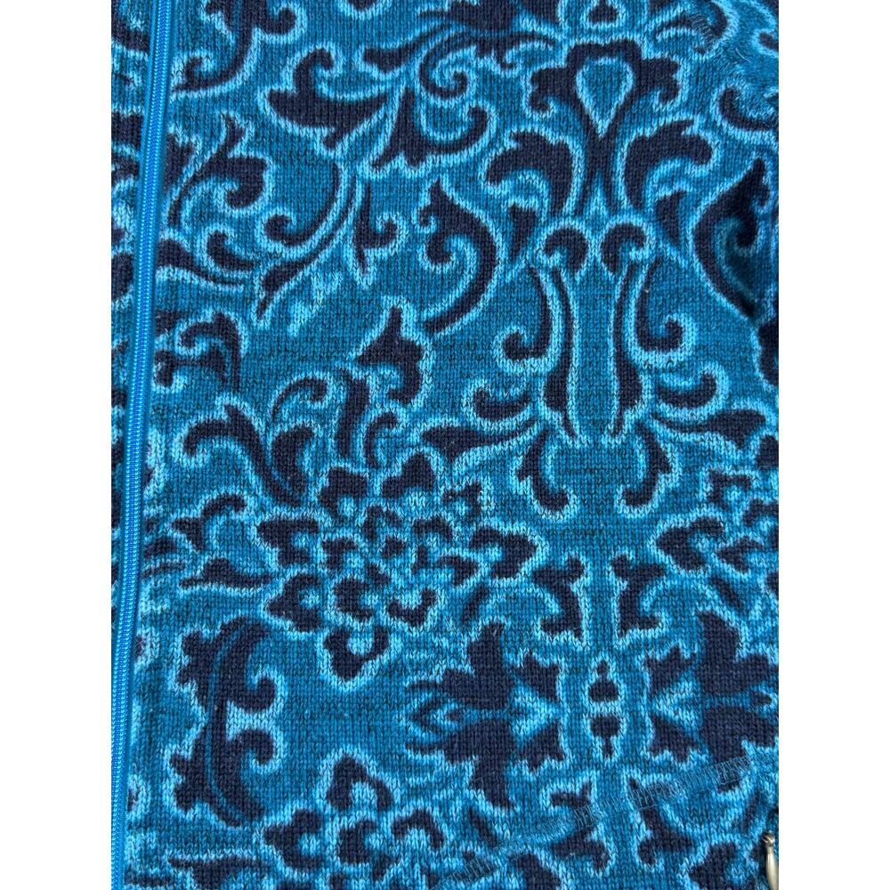 Sherpa Adventure Gear Women's Large Blue Black Hooded Zip Front Fleece Jacket - Picture 9 of 10